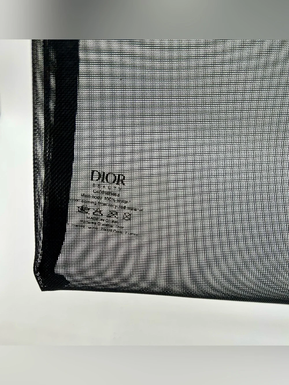 CHRISTIAN DIOR Pouch Black Mesh Cosmetic or Travel Makeup Bag.